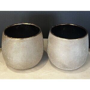 Vintage Gold Pin Dot Textured with Black Int 4" Planters by Designpac, Set of 2